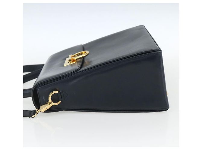 Salvatore Ferragamo Gancini Convertible Top Handle Pelle Medium Blu navy - vista 3