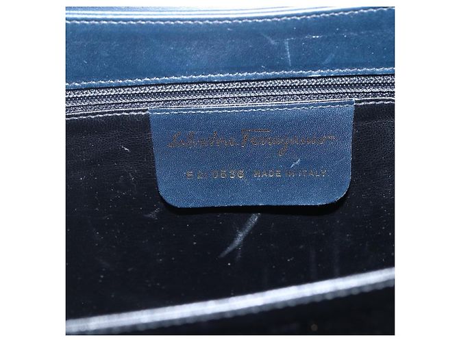 Salvatore Ferragamo Gancini Convertible Top Handle Pelle Medium Blu navy - vista 6