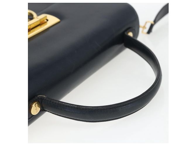 Salvatore Ferragamo Gancini Convertible Top Handle Pelle Medium Blu navy - vista 7