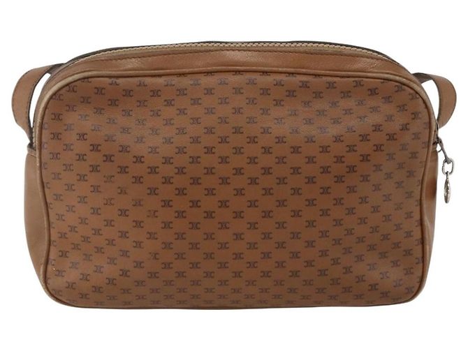 Céline Borsa a Spalla Celine Vintage Macadam in Tela e Pelle Marrone - vista 2