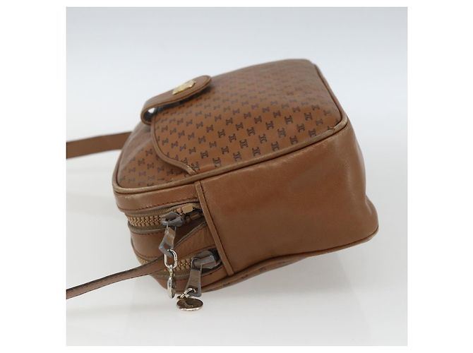 Céline Borsa a Spalla Celine Vintage Macadam in Tela e Pelle Marrone - vista 3