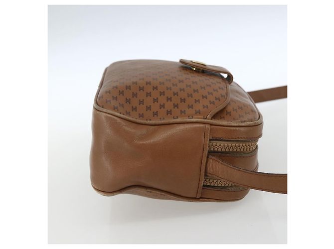 Céline Borsa a Spalla Celine Vintage Macadam in Tela e Pelle Marrone - vista 4