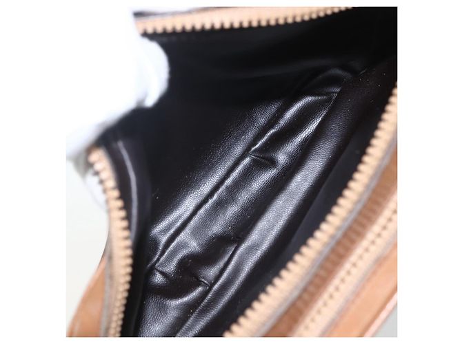 Céline Borsa a Spalla Celine Vintage Macadam in Tela e Pelle Marrone - vista 5