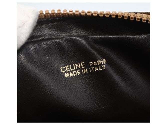 Céline Borsa a Spalla Celine Vintage Macadam in Tela e Pelle Marrone - vista 6