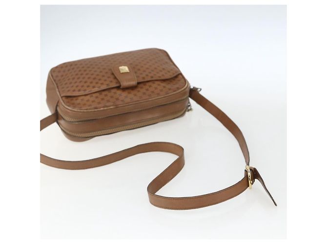 Céline Borsa a Spalla Celine Vintage Macadam in Tela e Pelle Marrone - vista 7