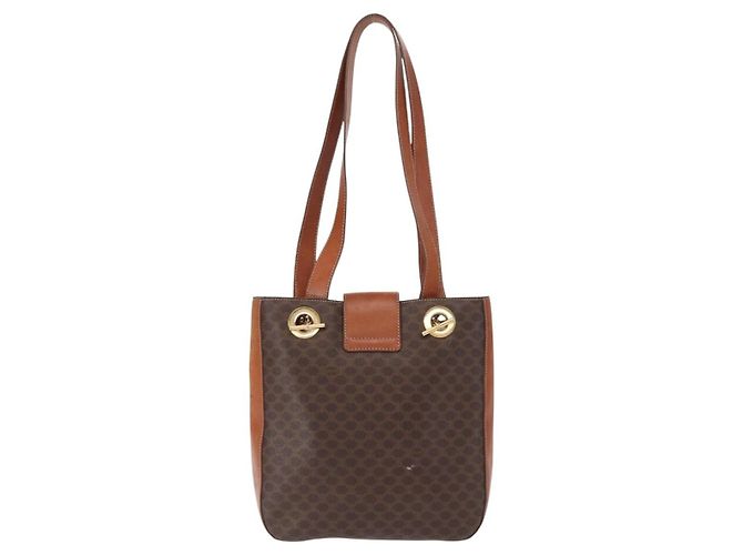 Céline Celine Vintage Macadam Schultertasche aus Canvas und Leder Braun - Ansicht 2
