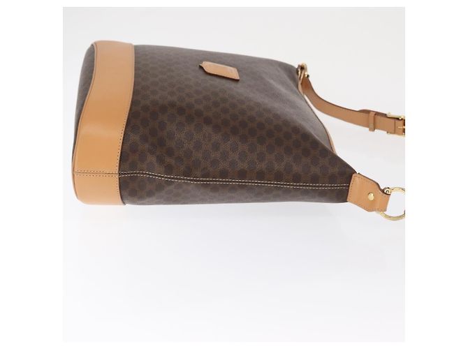Céline Borsa a Spalla Macadam Vintage Celine in Tela e Pelle Marrone - vista 3