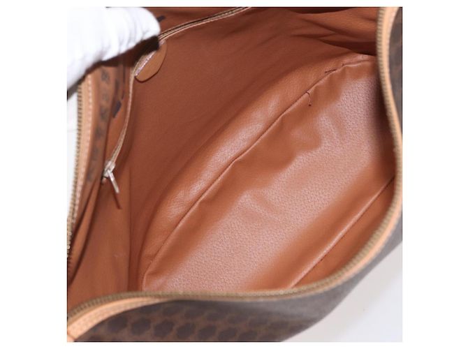 Céline Borsa a Spalla Macadam Vintage Celine in Tela e Pelle Marrone - vista 5