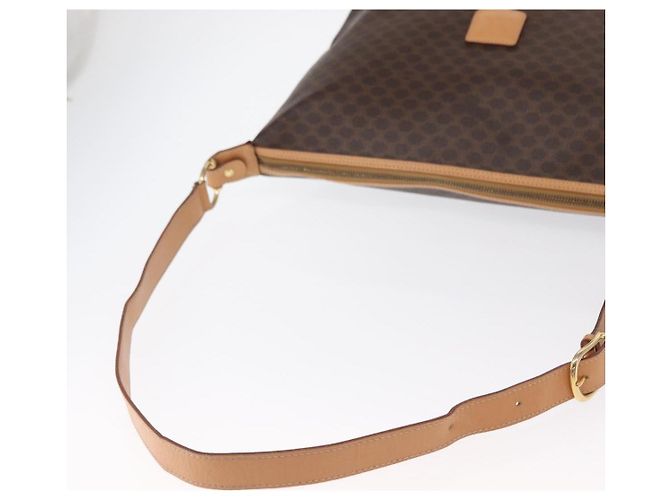 Céline Borsa a Spalla Macadam Vintage Celine in Tela e Pelle Marrone - vista 7