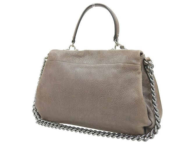 Céline Borsa in pelle grigia Celine Marrone - vista 2