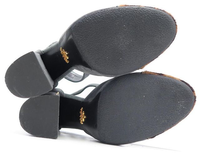 NUOVE SCARPE CON TACCO PRADA CON CINTURINI 40 IN CAMOSCIO E PELLE DI LEOPARDO Grigio - vista 6