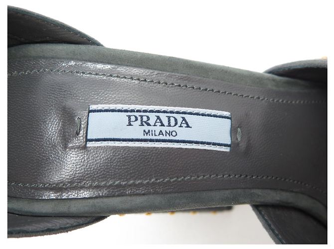 NUOVE SCARPE CON TACCO PRADA CON CINTURINI 40 IN CAMOSCIO E PELLE DI LEOPARDO Grigio - vista 8