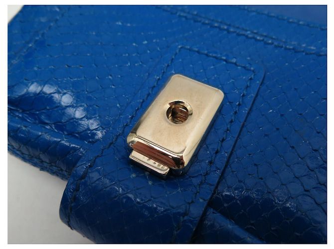 ROGER VIVIER MINI CHAIN SHOULDER BAG IN BLUE PYTHON LEATHER - view 10