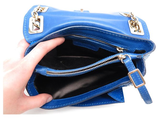 ROGER VIVIER MINI CHAIN SHOULDER BAG IN BLUE PYTHON LEATHER - view 11