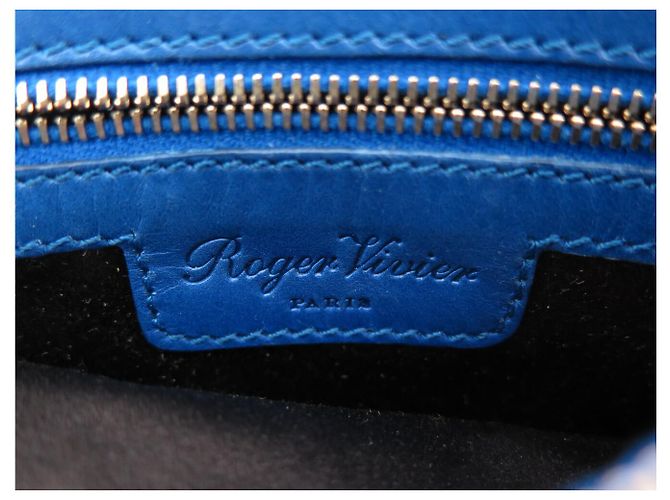 ROGER VIVIER MINI CHAIN SHOULDER BAG IN BLUE PYTHON LEATHER - view 12