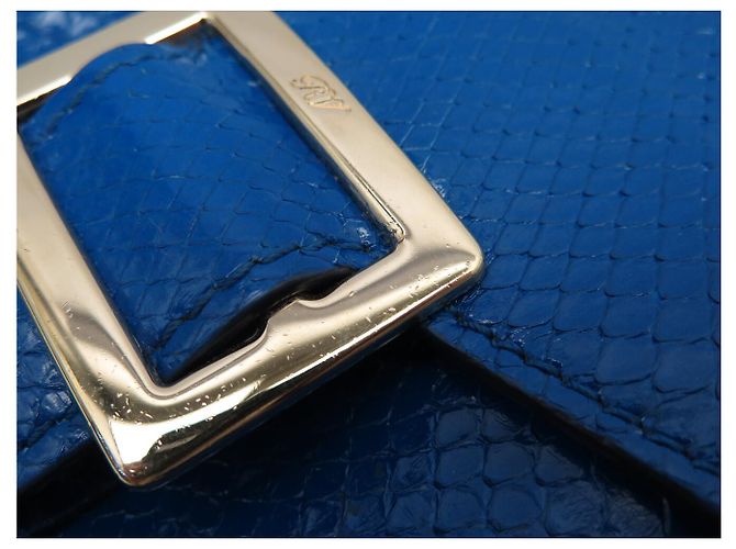 ROGER VIVIER MINI CHAIN SHOULDER BAG IN BLUE PYTHON LEATHER - view 14