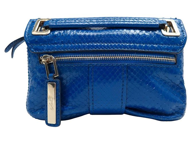 ROGER VIVIER MINI CHAIN SHOULDER BAG IN BLUE PYTHON LEATHER - view 2
