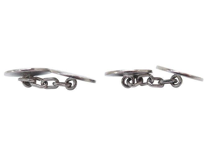 Hermès BOTTONI DA POLSO HERMES CLOU DE SELLE IN METAL ARGENTATO Argento - vista 2