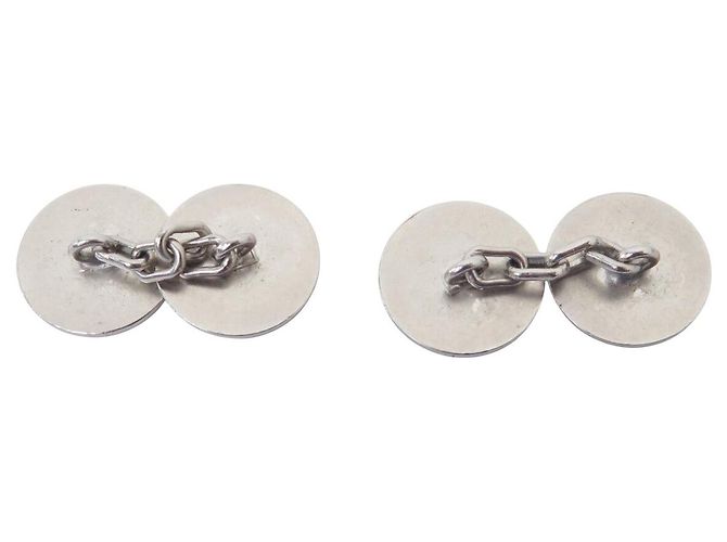Hermès BOTTONI DA POLSO HERMES CLOU DE SELLE IN METAL ARGENTATO Argento - vista 3