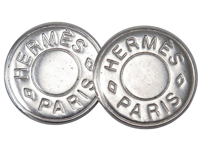 Hermès BOTTONI DA POLSO HERMES CLOU DE SELLE IN METAL ARGENTATO Argento - vista 4