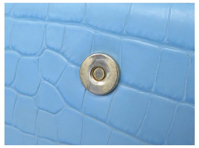 BORSA JACQUEMUS LE CHIQUITO MEDIA IN PELLE STILE COCODRILLO Blu - vista 11