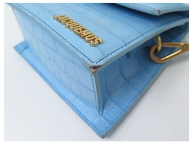 BORSA JACQUEMUS LE CHIQUITO MEDIA IN PELLE STILE COCODRILLO Blu - vista 16