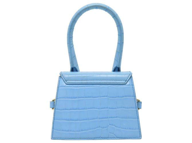 BORSA JACQUEMUS LE CHIQUITO MEDIA IN PELLE STILE COCODRILLO Blu - vista 2