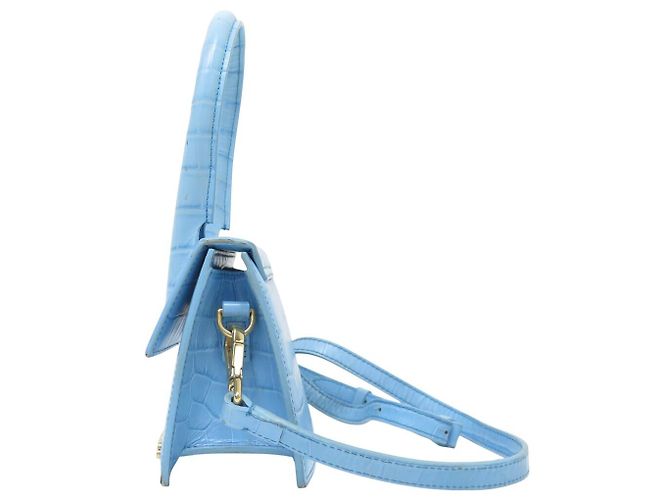 BORSA JACQUEMUS LE CHIQUITO MEDIA IN PELLE STILE COCODRILLO Blu - vista 4