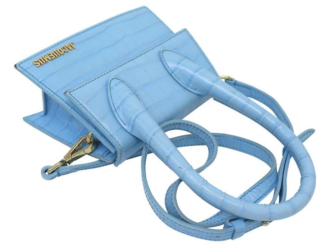 BORSA JACQUEMUS LE CHIQUITO MEDIA IN PELLE STILE COCODRILLO Blu - vista 6