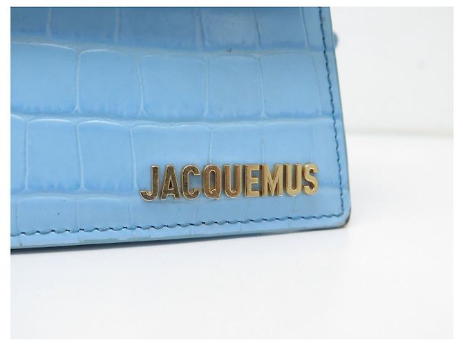 BORSA JACQUEMUS LE CHIQUITO MEDIA IN PELLE STILE COCODRILLO Blu - vista 8
