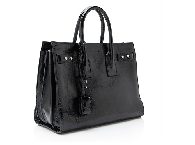 Saint Laurent Texturiertes Lackleder Sac De Jour Medium Tote Schwarz - Ansicht 2