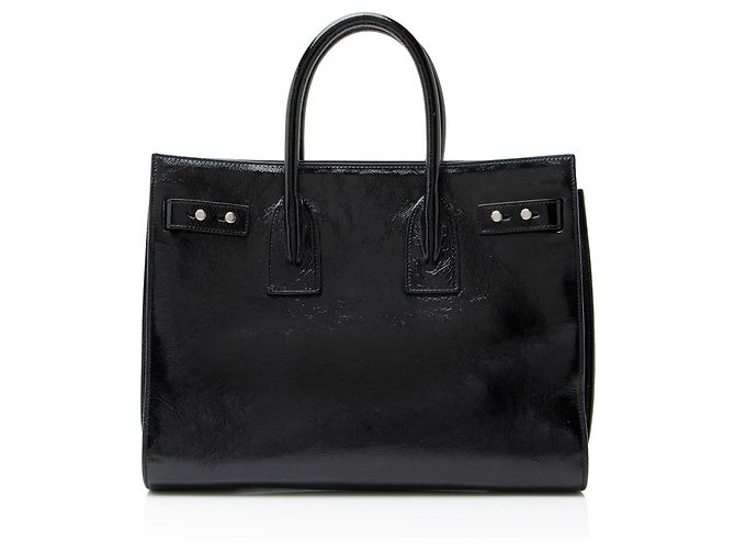 Saint Laurent Texturiertes Lackleder Sac De Jour Medium Tote Schwarz - Ansicht 3