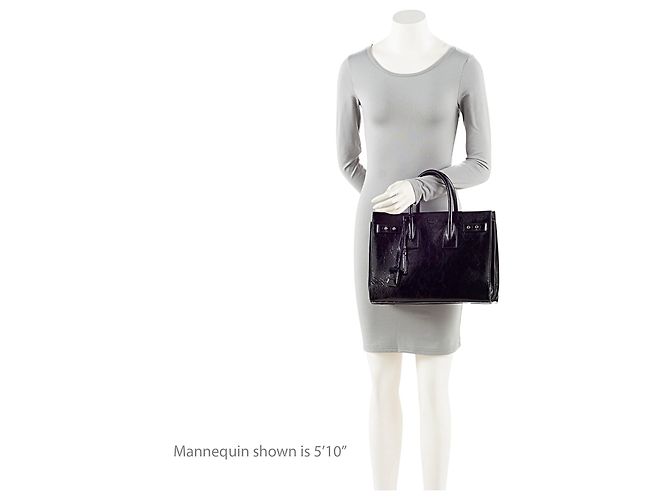 Saint Laurent Texturiertes Lackleder Sac De Jour Medium Tote Schwarz - Ansicht 5