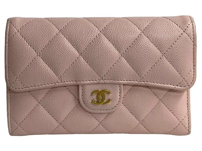 Portafoglio in pelle caviar matelassé Chanel Rosa - vista 3