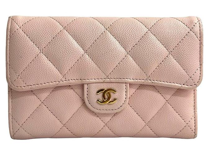 Portafoglio in pelle caviar matelassé Chanel Rosa - vista 4