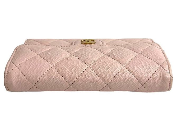Portafoglio in pelle caviar matelassé Chanel Rosa - vista 8
