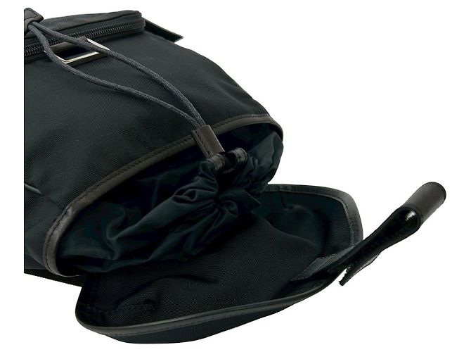 Mini zaino in nylon e pelle di vitello Gucci Nero - vista 6
