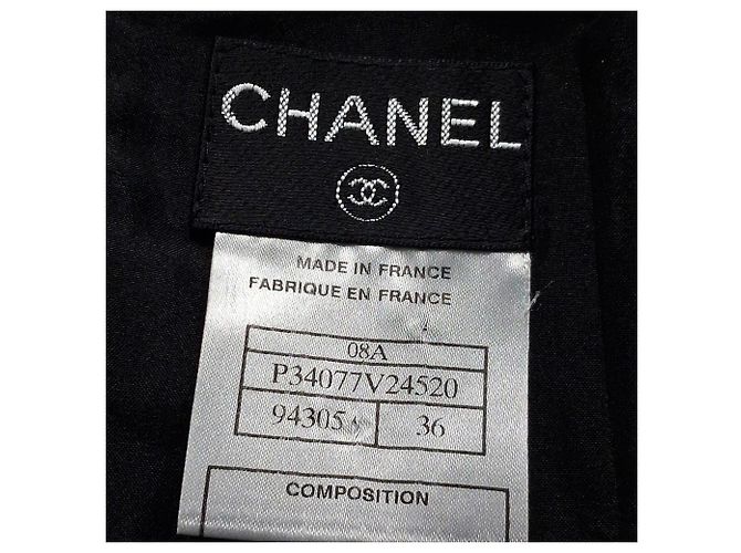 Timeless Saia lápis com listras laterais Chanel em lã preta Preto - vista 3