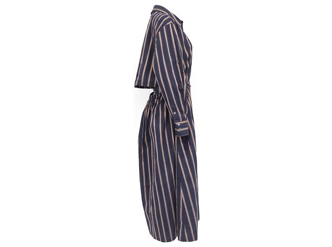 Gestreiftes langes Kleid von Jason Wu aus marineblauer Baumwolle - Ansicht 3