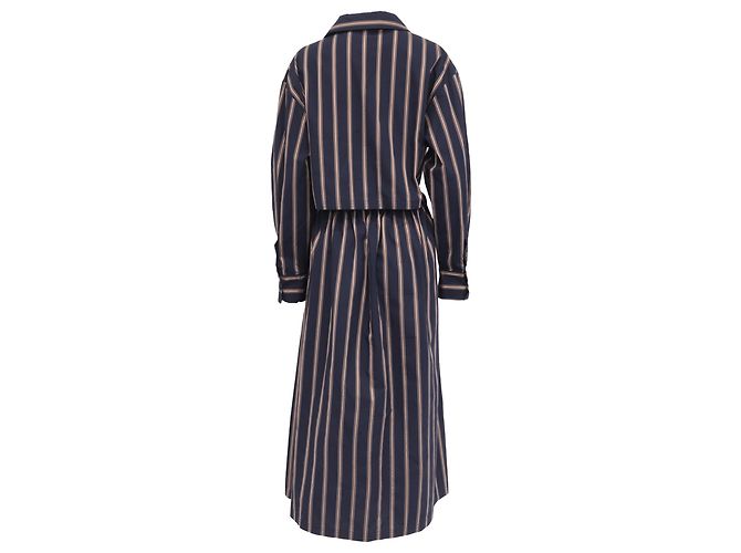 Gestreiftes langes Kleid von Jason Wu aus marineblauer Baumwolle - Ansicht 4
