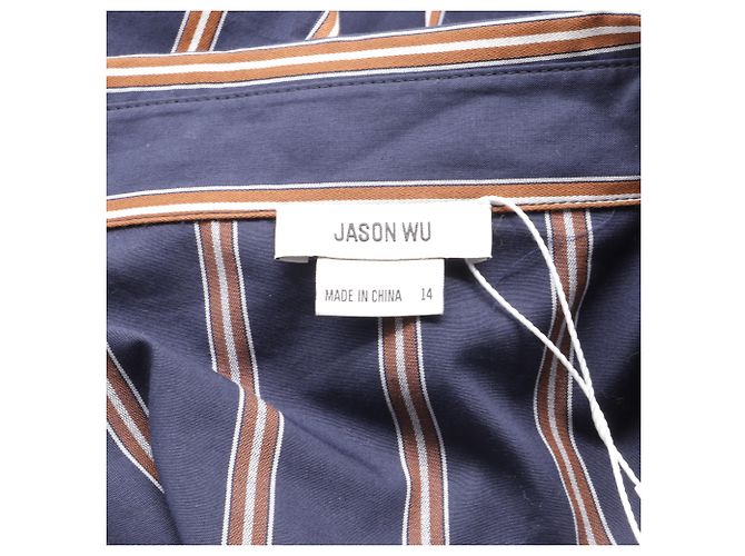 Gestreiftes langes Kleid von Jason Wu aus marineblauer Baumwolle - Ansicht 5