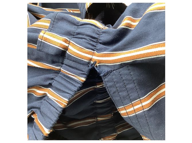 Gestreiftes langes Kleid von Jason Wu aus marineblauer Baumwolle - Ansicht 7