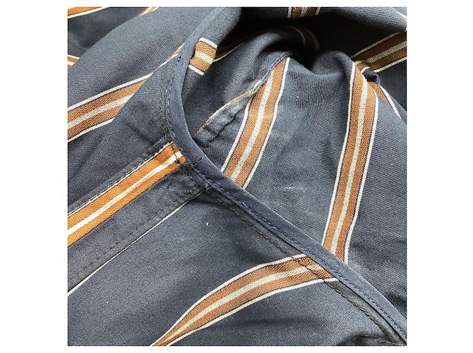 Gestreiftes langes Kleid von Jason Wu aus marineblauer Baumwolle - Ansicht 8