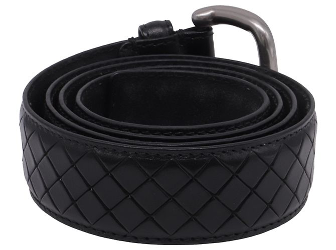 Cinturón Intrecciato de cuero negro de Bottega Veneta - vista 3