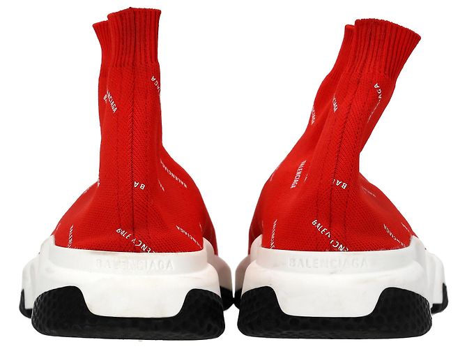 Baskets Speed Balenciaga en polyester rouge - vue 3