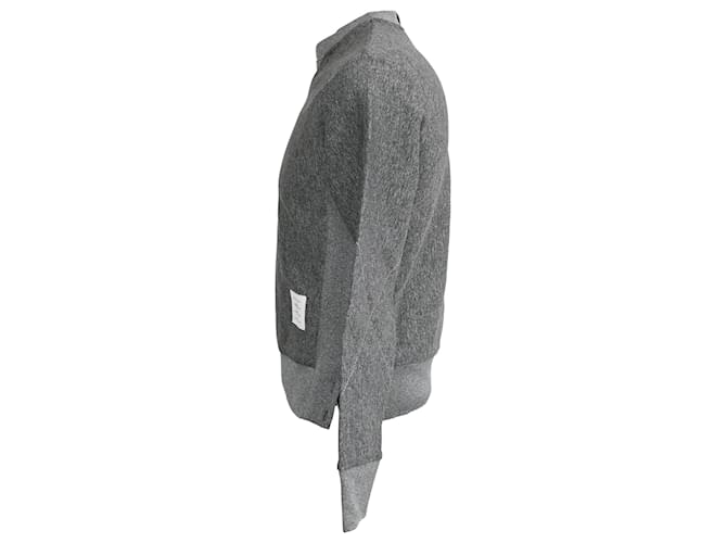 Grauer Baumwollpullover mit Thom Browne Logo-Patch - Ansicht 2