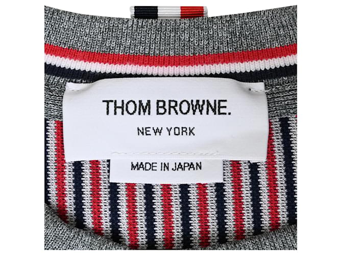 Grauer Baumwollpullover mit Thom Browne Logo-Patch - Ansicht 4