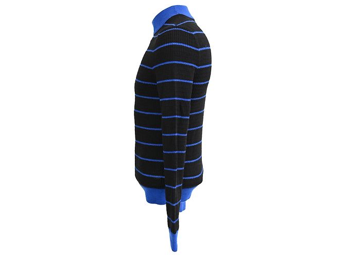 Gestreifter Slim-Fit Rollkragenpullover aus schwarzer und blauer Wolle von Acne Studios - Ansicht 2