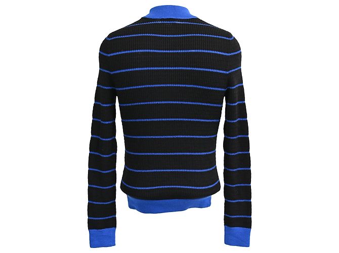 Gestreifter Slim-Fit Rollkragenpullover aus schwarzer und blauer Wolle von Acne Studios - Ansicht 3