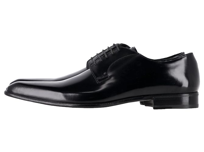 Scarpe Derby stringate in pelle verniciata nera con punta a mandorla di Dolce & Gabbana - vista 4